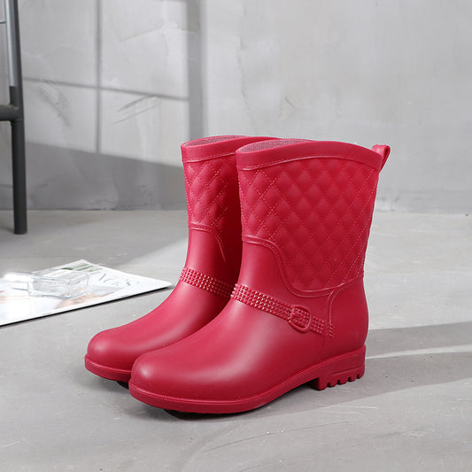 Rain Boots Women's Fashion Style Outer Wear Mid-tube Water Shoes