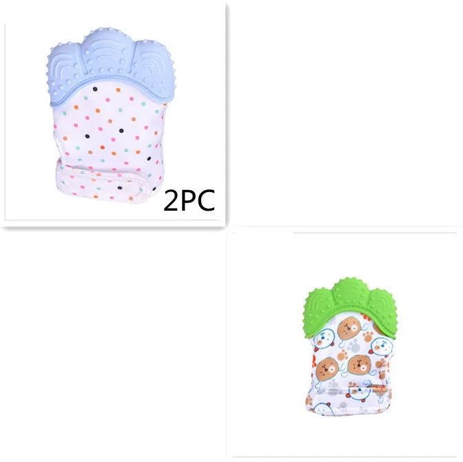 Bébé de dentition bébé anti-morsure silicone molaire gants enfants de jouets sonores