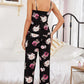 Floral V-Neck Cami and Cropped Pants Lounge Set - Enfance-Heureuse