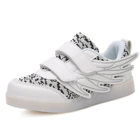 Children's shoes led light shoes children's wings light shoes usb charging colorful luminous shoes casual light shoes - Enfance-Heureuse