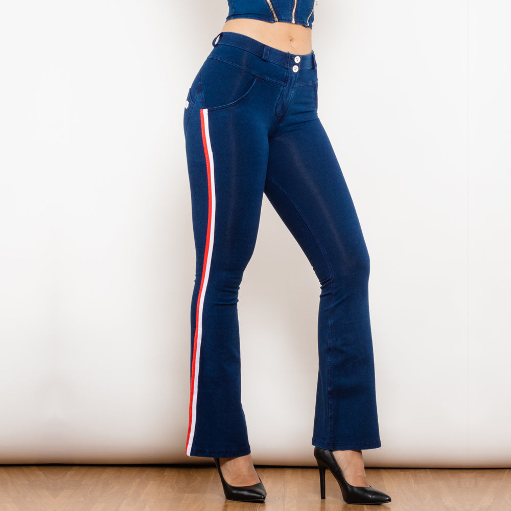 Shascullfites Melody Jeans Push Up Effect Skinny Jeans Sexy Lift Striped Flare Jeans Women's Denim Pants - Enfance-Heureuse