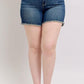 Judy Blue Tummy Control Fray Hem & Shield Back Pockets Denim Shorts - Enfance-Heureuse