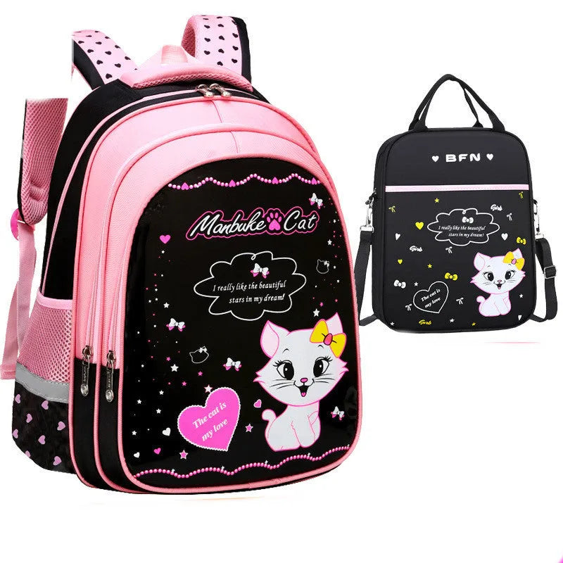 Mochila escolar con estampado de gato lindo para niños