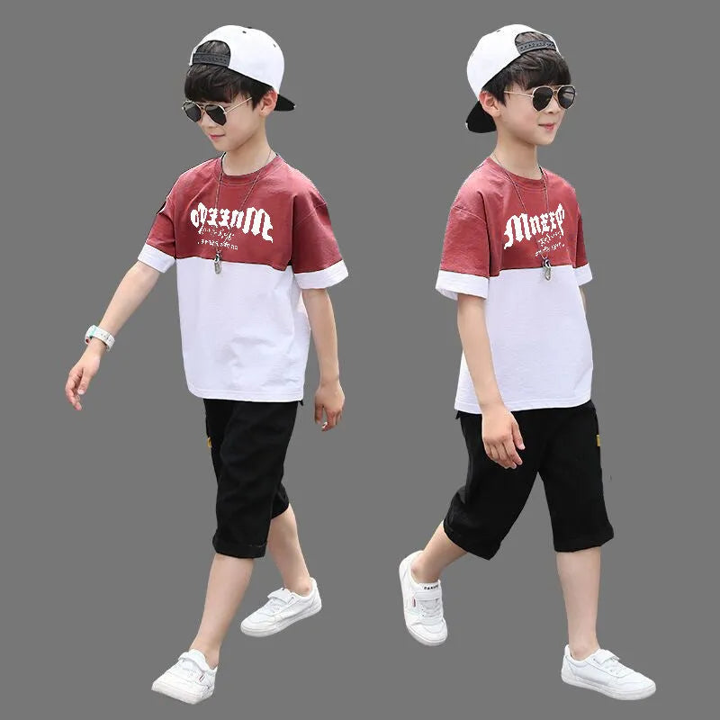 Boys Printed Short Sleeve Shorts Set