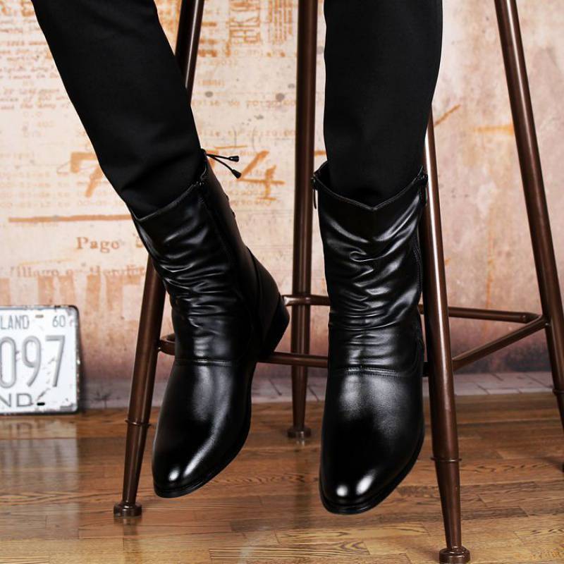 British Fashion Leather Pointed Men's Boots