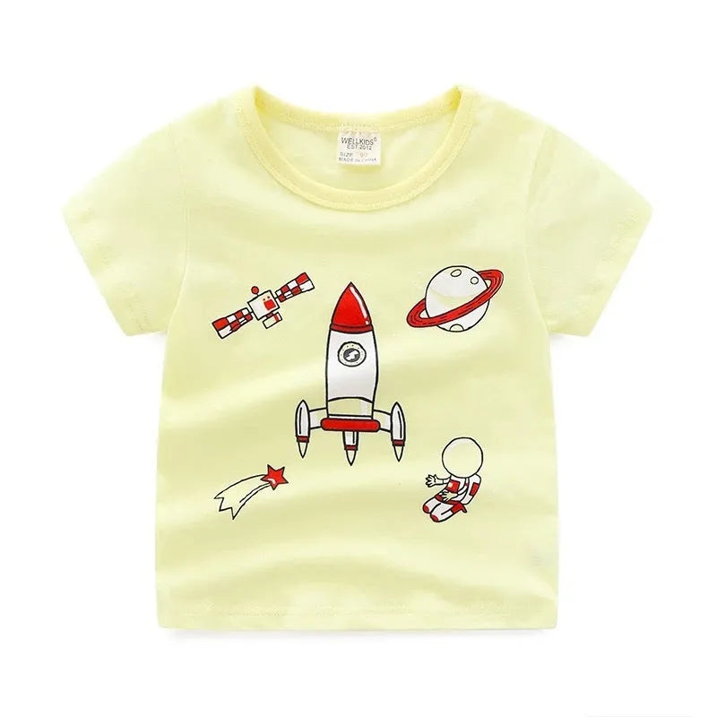 Children's summer cartoon print T-shirt