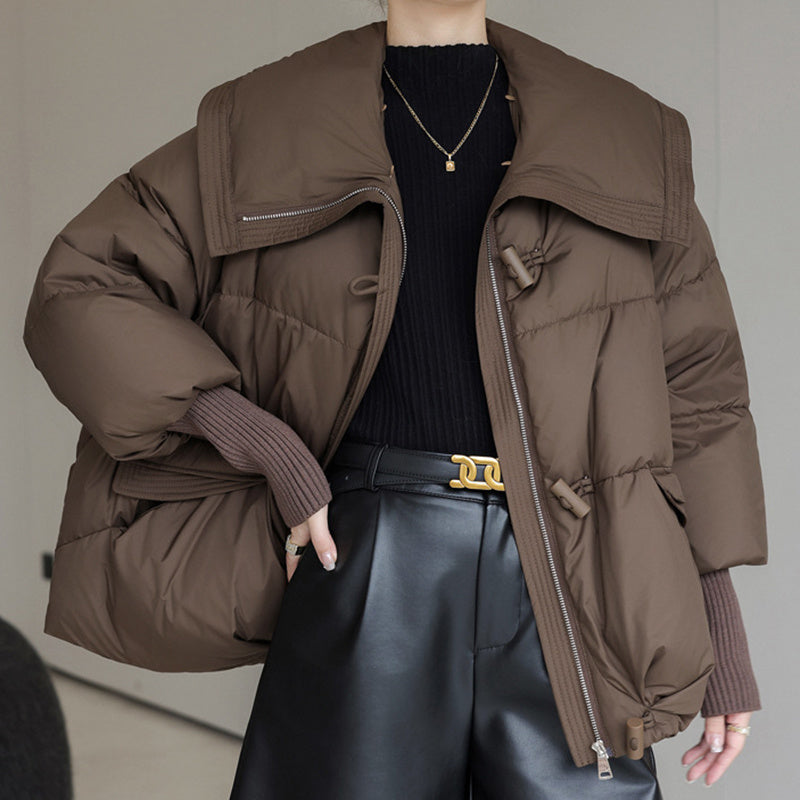 Down Cotton-padded Jacket Women's Short Fur Collar Thickened Coat Winter Clothing - Enfance-Heureuse