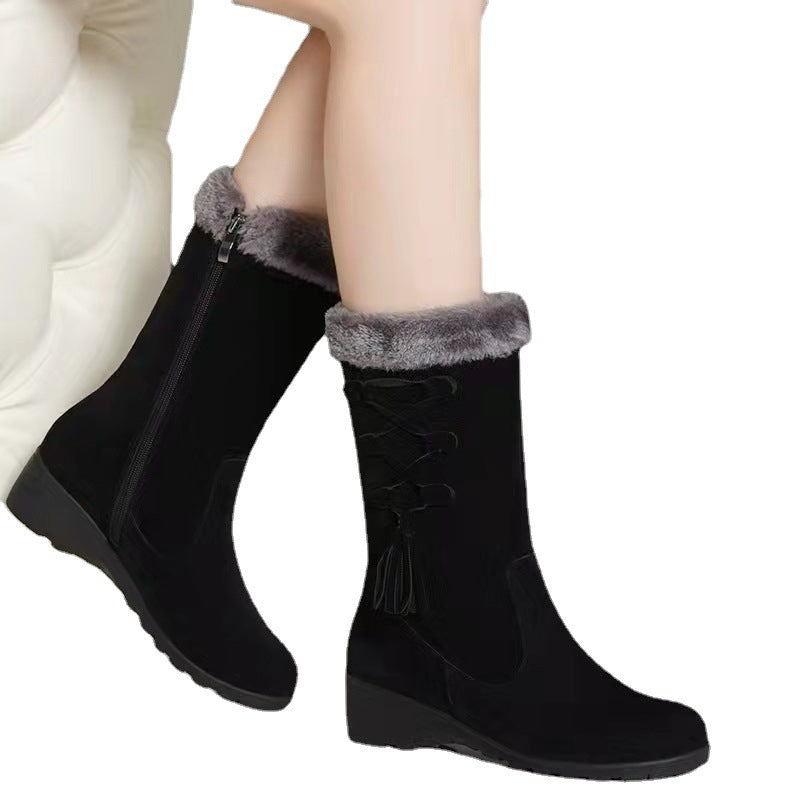 Cotton Boots Fleece Warm Boots Plus Velvet Thick Cotton Shoes