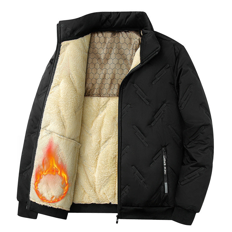 New Graphene-design Cotton Coat Winter Warm Thickened Fleece Jacket Fashion Casual Mens Clothing - Enfance-Heureuse