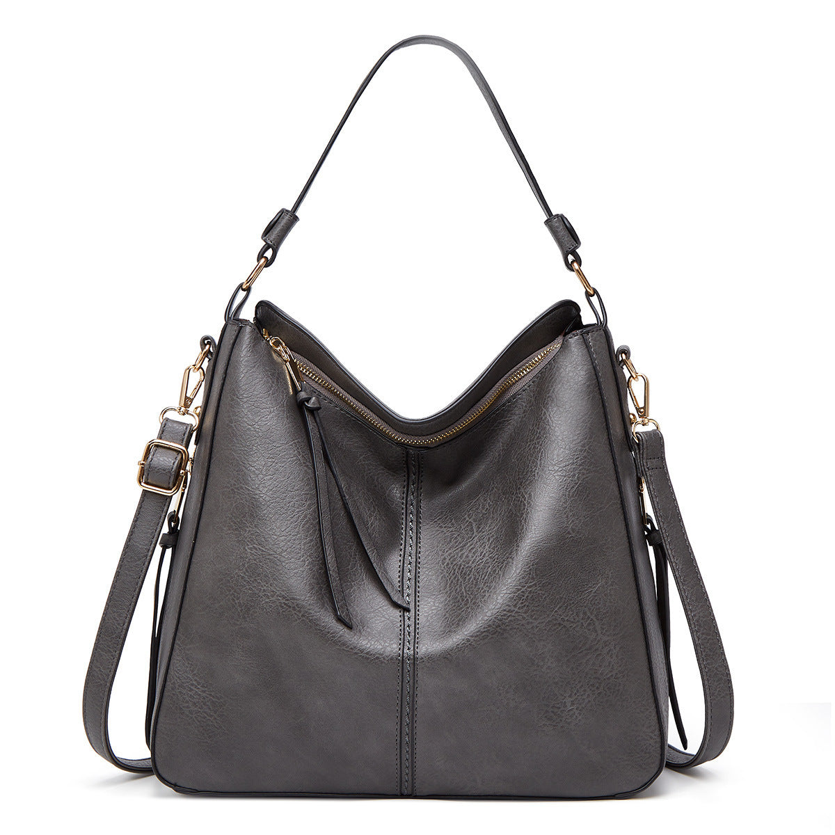 Hobos Zipper Bucket Bags With Adjustable Shoulder-strap Handbags Temperament High Capacity Messenger Shoulder Bag For Women - Enfance-Heureuse