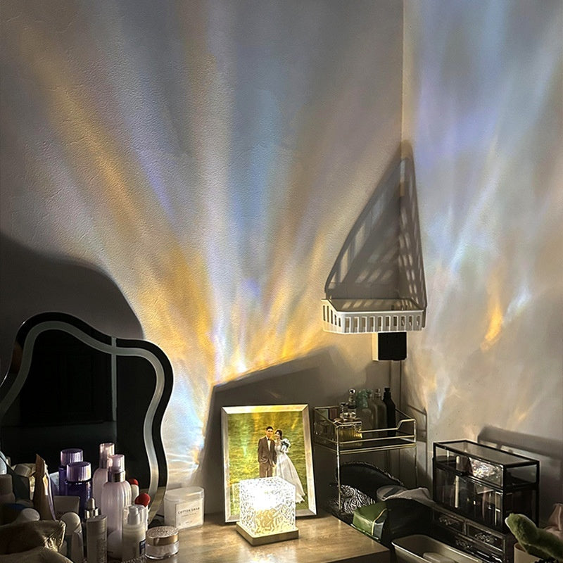 LED Water Ripple Ambient Night Light USB Rotating Projection Crystal Table Lamp RGB Dimmable Home Decoration 16 Color Gifts - Enfance-Heureuse
