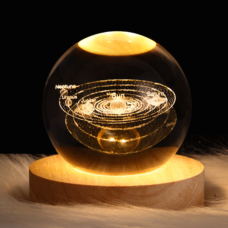 Luminous Starry Sky And Planets Moon Moon Crystal Ball Small Night Lamp Projection Ambience Light Creative Gift New Strange Gift - Enfance-Heureuse