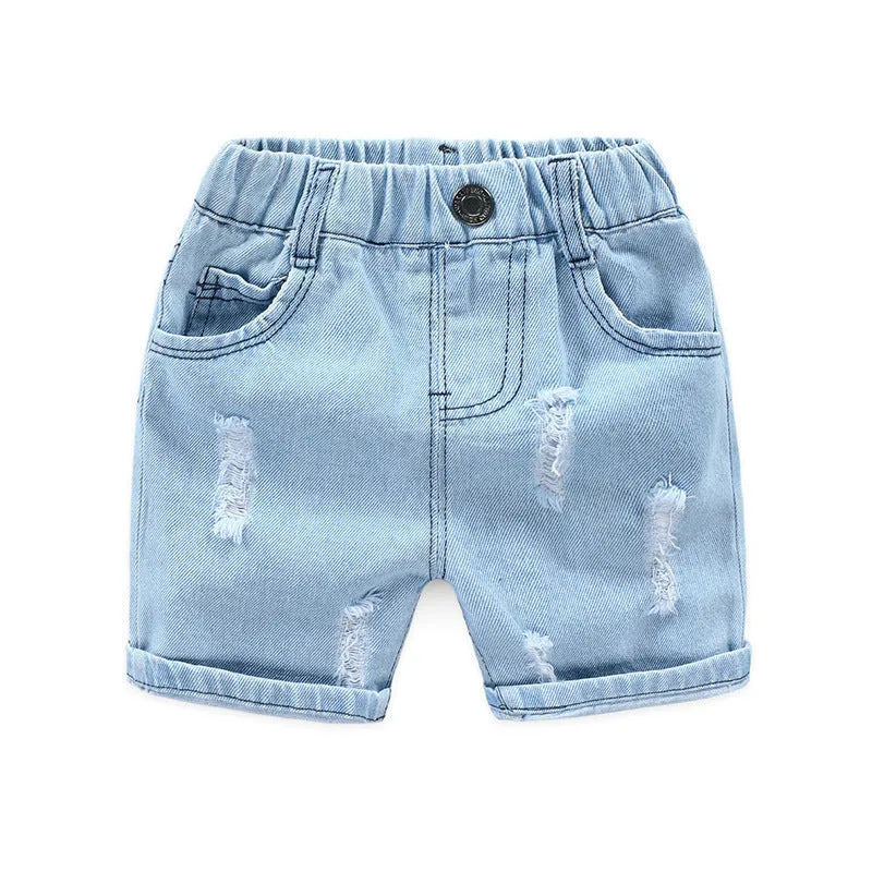 Shorts de plage en jeans déchirés pour garçons