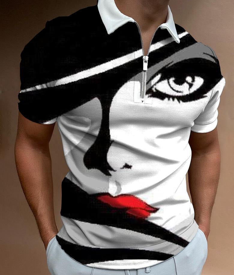 Shirts For Men Face Art Print Short Sleeve Tshirts Streetwear Mens