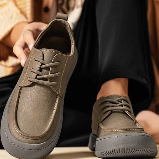 British Retro Brown Big Toe Casual Leather Shoes - Enfance-Heureuse