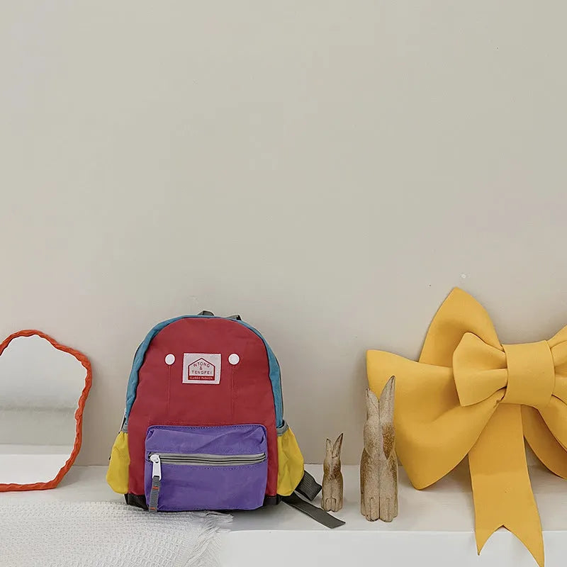 Bolsos para niños Mochila de lona simple y liviana Protección de la columna vertebral para niños y niñas