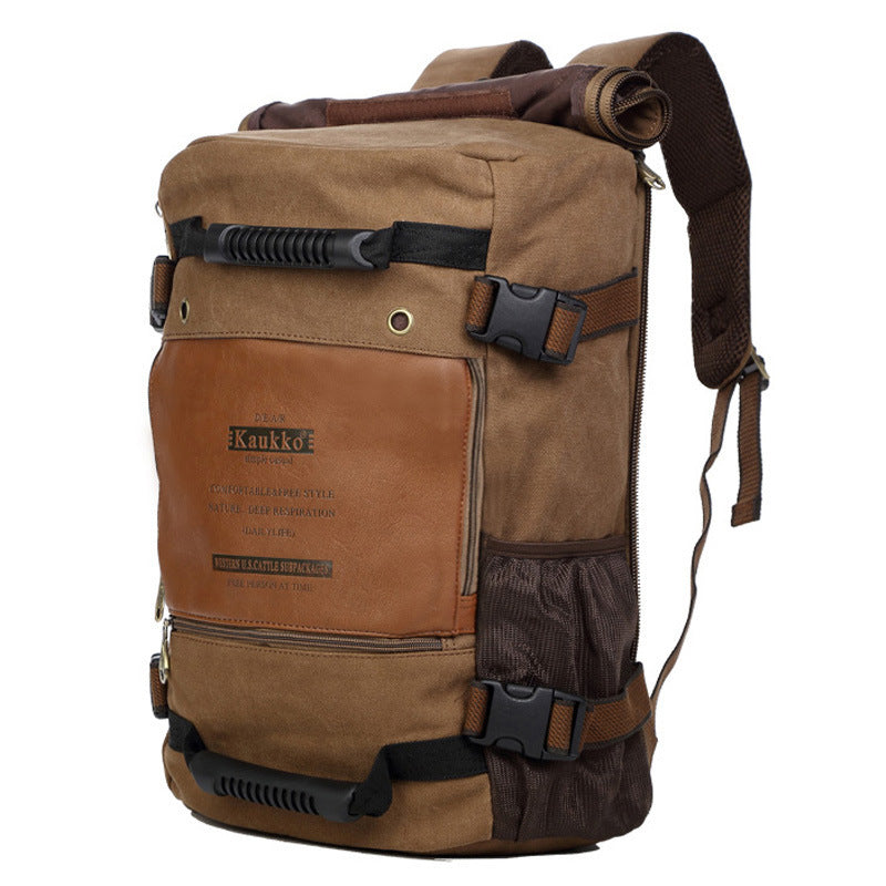 Men Canvas Backpack Huge Travel School Shoulder Computer Backpack Functional Versatile Bags Multifunctional Laptop Bag - Enfance-Heureuse