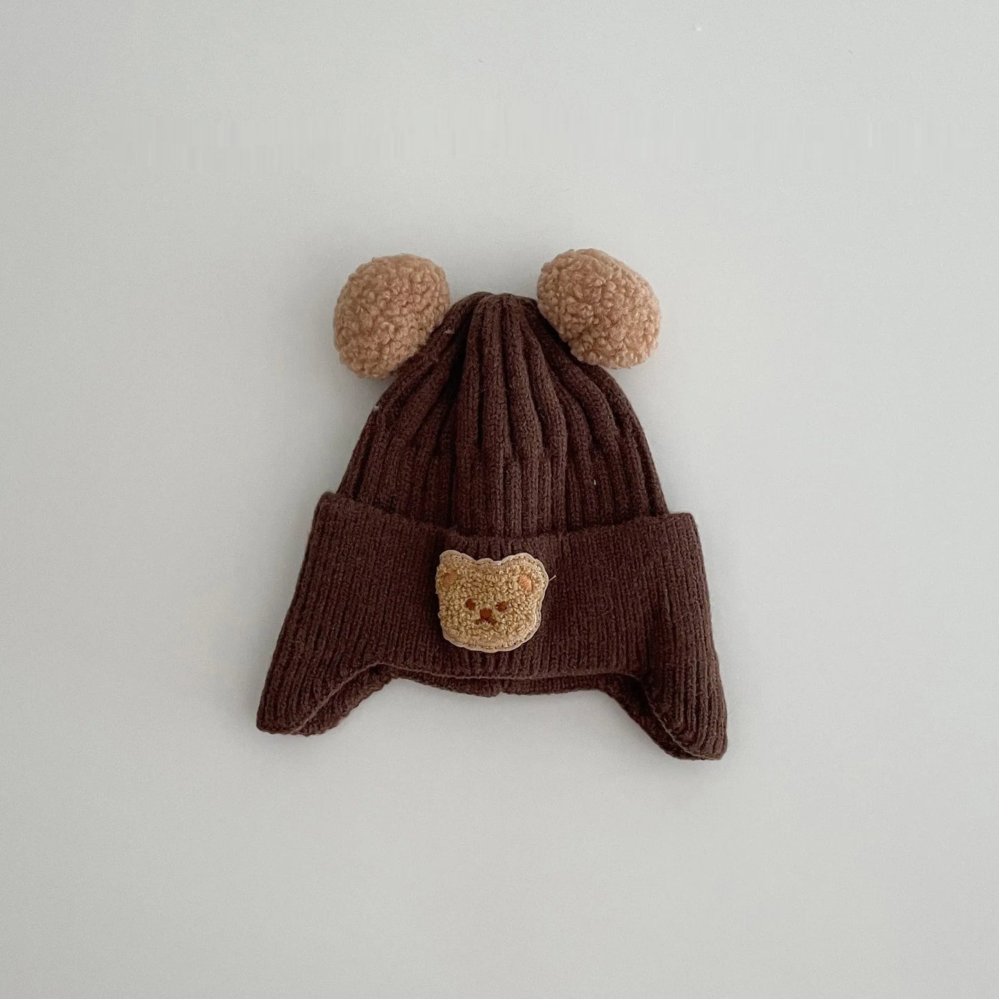 Baby Wool Cute Bear Earmuffs Hat