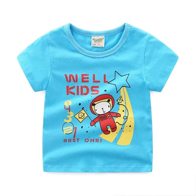 Children's summer cartoon print T-shirt