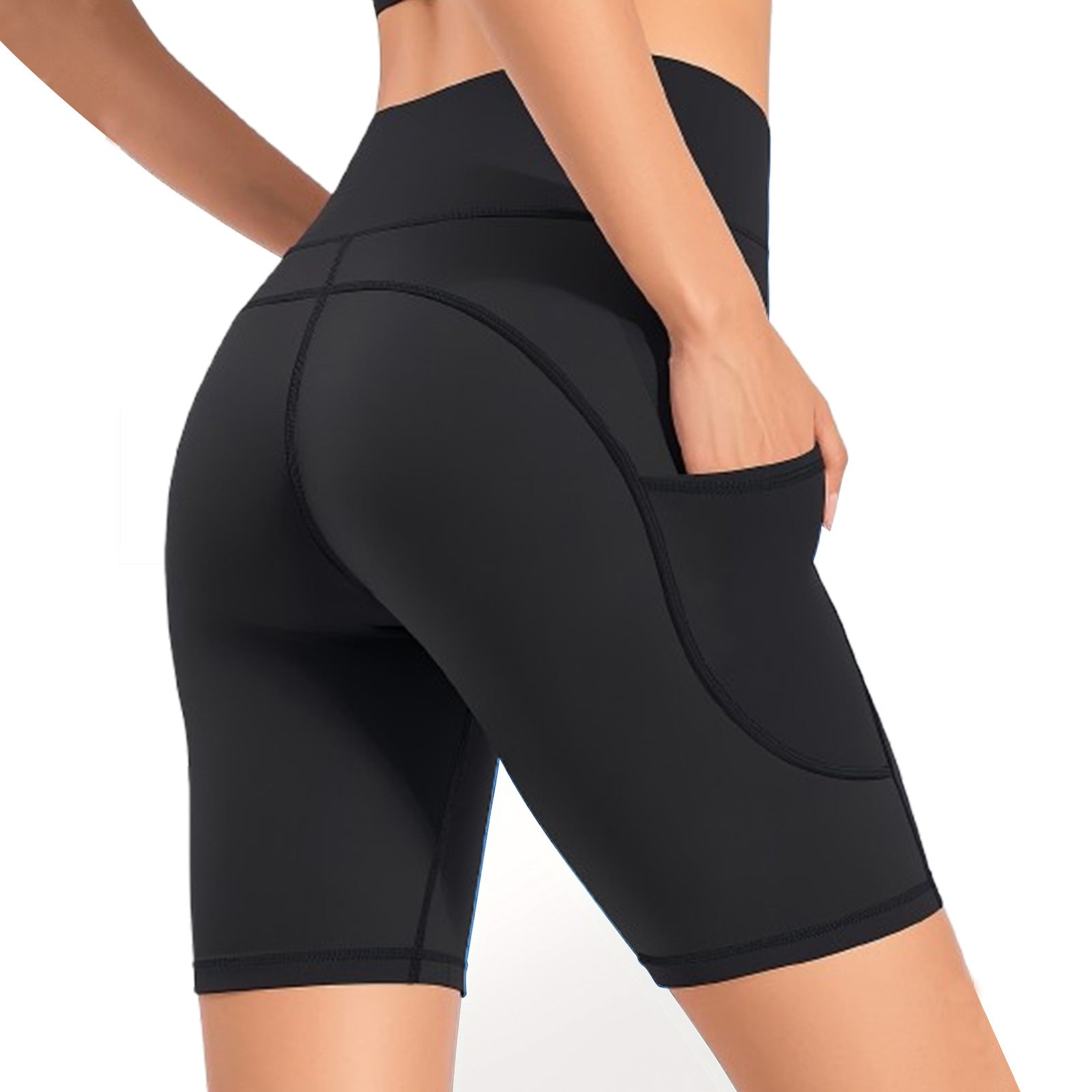 Nude Feel Five Points Yoga Pants Women's Pocket Cycling Pants - Enfance-Heureuse