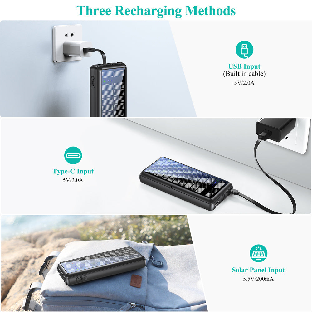It Comes With Input And Output Dual-wire Solar Power Bank - Enfance-Heureuse