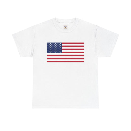 Patriotic Unisex Heavy Cotton Tee - American Flag Design