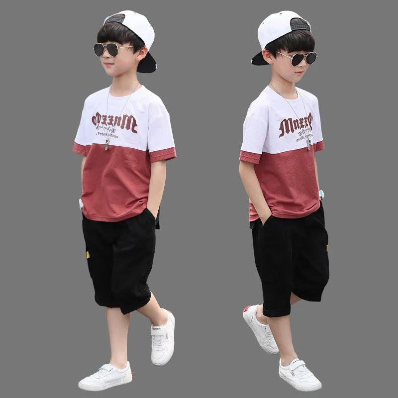 Boys Printed Short Sleeve Shorts Set