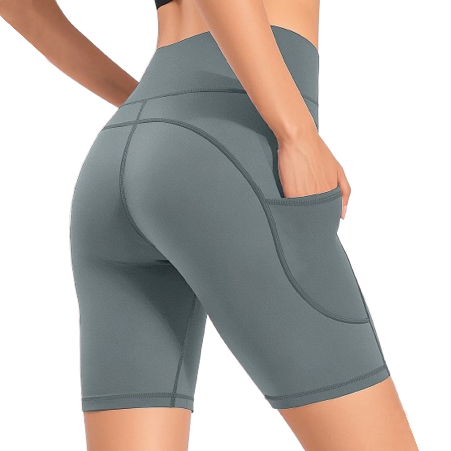 Nude Feel Five Points Yoga Pants Women's Pocket Cycling Pants - Enfance-Heureuse