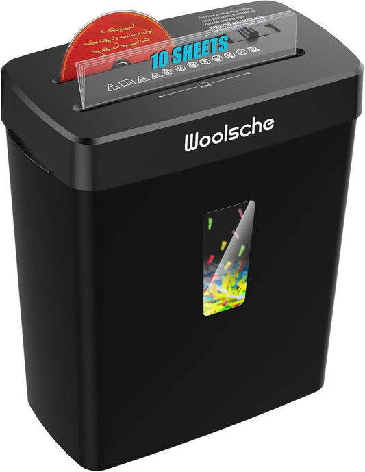 Paper Shredder -10 Sheets Of Paper Cut Horizontally With 3.43 Gallon Paper Basket - P-4 Security Level -3 Mode Designs - Shreds CDs And Credit Cards - Durable, Fast, Anti Paper Jam, Suitable For Home - Enfance-Heureuse