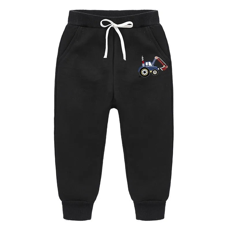 Backhoe Bulldozer Silver Fox Fleece Sweatpants Children's Clothing