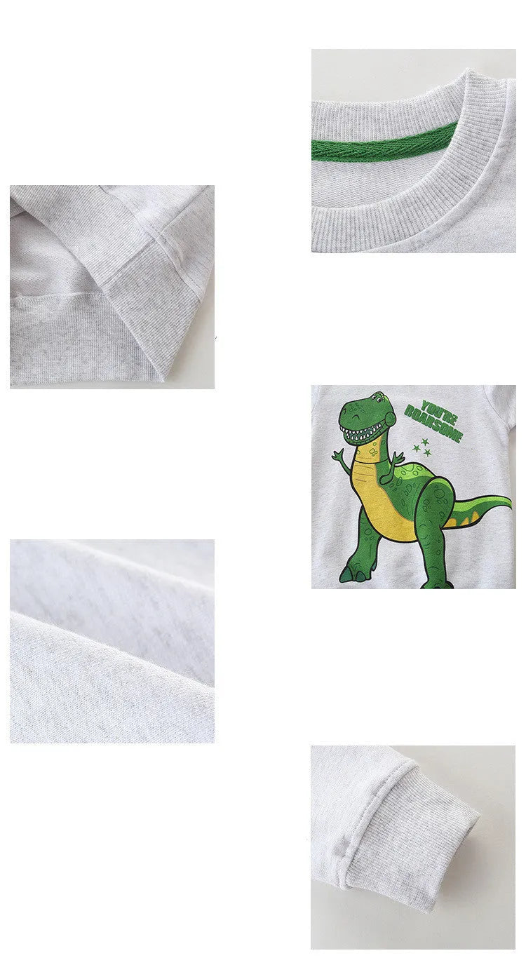 Sudadera con estampado de dinosaurio de algodón de manga larga para niños