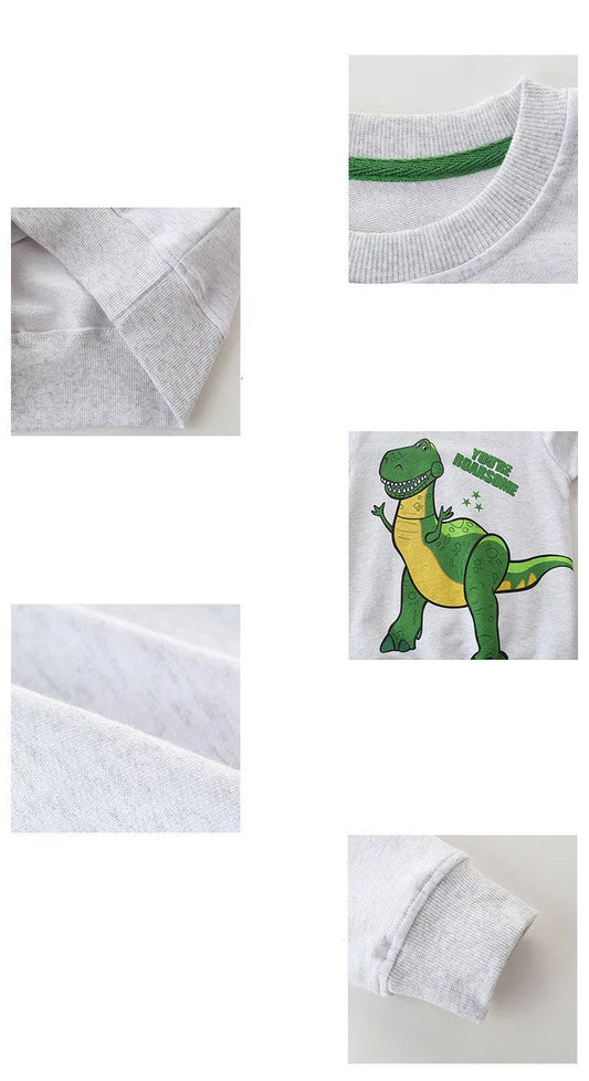 Sweat-shirt dinosaure imprimé en coton à manches longues pour garçons - Enfance-Heureuse
