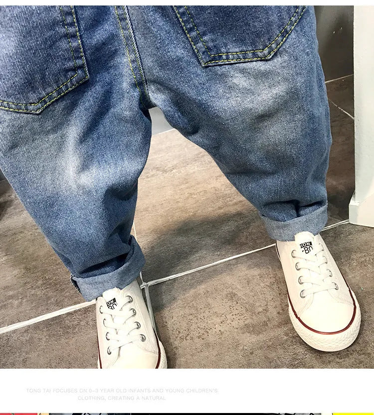 Nouveau pantalon pour enfants à couture creuse de style coréen lavé