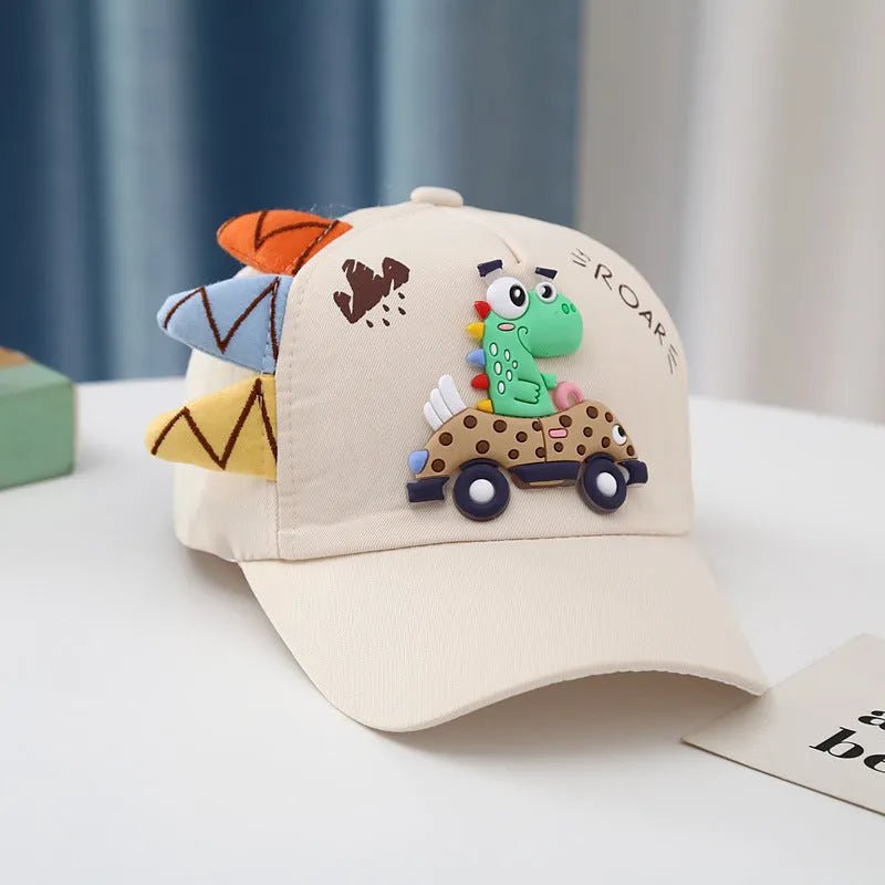 Dinosaur Car Peaked Cap Korean Style Boys And Girls Embroidery