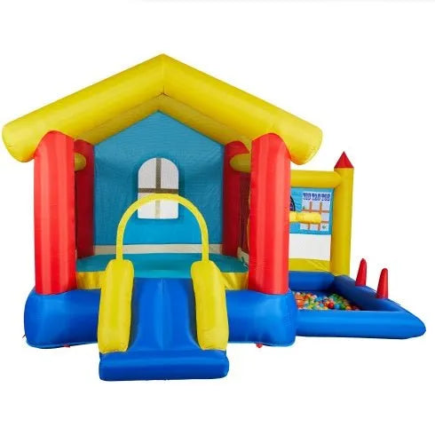 8 In 1 Inflatable Bounce House With Blower Basketball Hoop Ocean Balls Ring - toss Game Target And Sticky Ball Game For Kids - Enfance - Heureuse