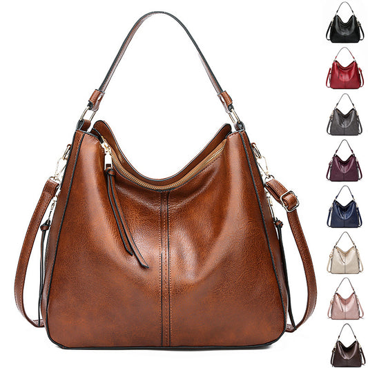 Hobos Zipper Bucket Bags With Adjustable Shoulder-strap Handbags Temperament High Capacity Messenger Shoulder Bag For Women - Enfance-Heureuse