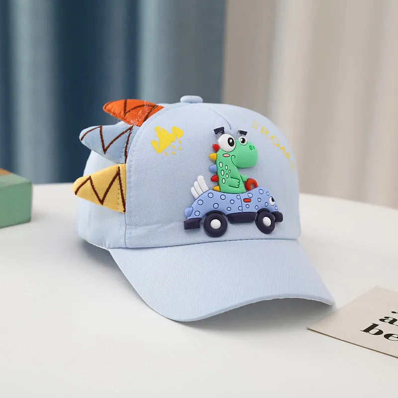 Dinosaur Car Peaked Cap Korean Style Boys And Girls Embroidery