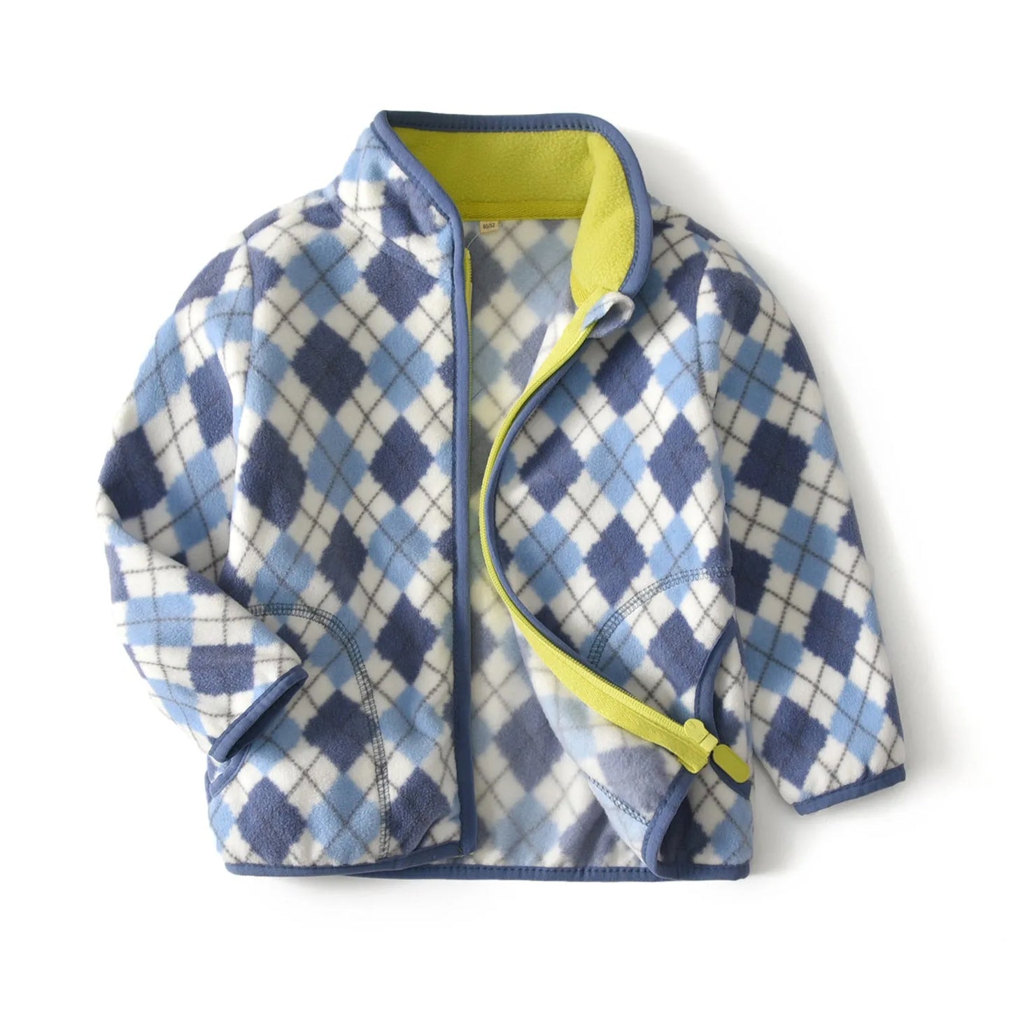 Boys Fleece Jacket Diamond Print Zip Top