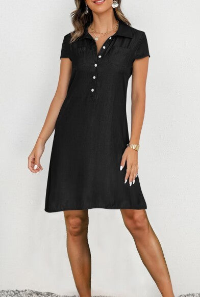 Split Pocket Large Swing Skirt Plus Size Casual Denim Dress - Enfance-Heureuse