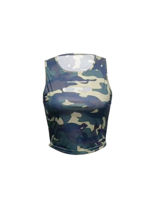Ladies' Camouflage Chest Hollow Out Fashionable Slimming Camisole Vest - Enfance-Heureuse