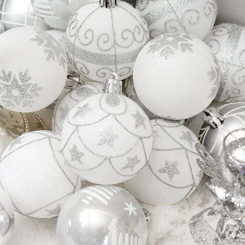 Christmas Decoration Supplies Silver Colored Drawing Ball Package - Enfance-Heureuse