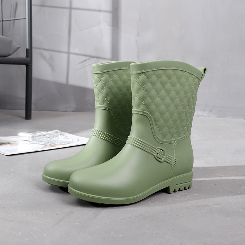 Rain Boots Women's Fashion Style Outer Wear Mid-tube Water Shoes