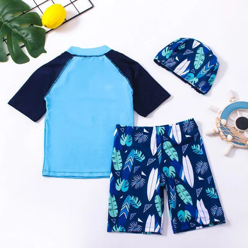 Boys' Two-piece Dinosaur Swimsuit For Middle And Big Children Sunscreen Swimwear