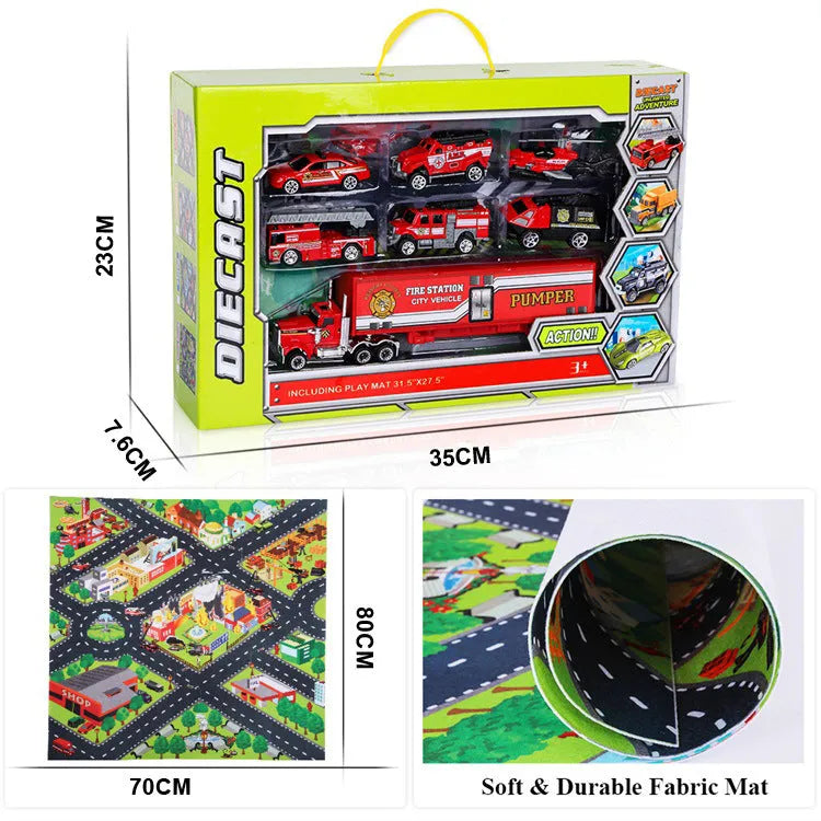 Mini Racing Toy Alloy Engineering Car Parking Lot Scene Game Mat Carpet