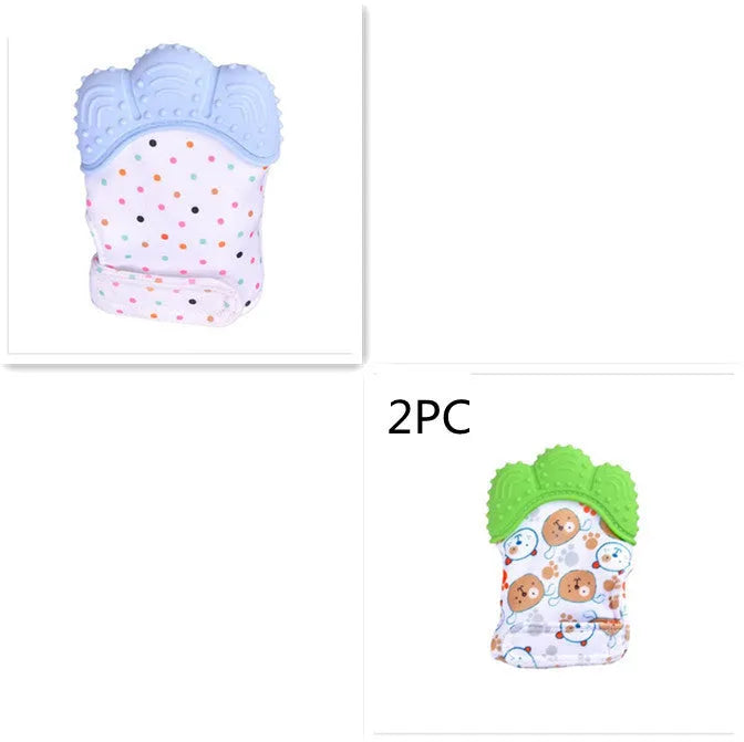 Bébé de dentition bébé anti-morsure silicone molaire gants enfants de jouets sonores