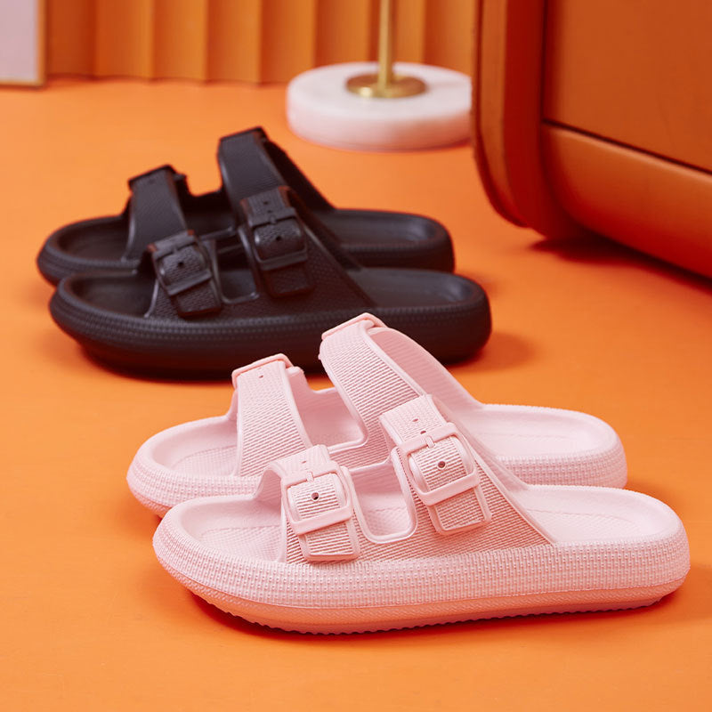 Platform Slippers Women's Summer Buckle Home Shoes Fashion Outdoor Wear Soft Bottom Sandals - Enfance-Heureuse