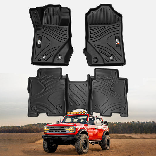 Car Floor Mats For 2021-2023 Ford Bronco 4 Doors 3D TPE All-Weather Floor Mats, Full Set Interior Car Accessories- Not Fit 2 Doors Version - Enfance-Heureuse