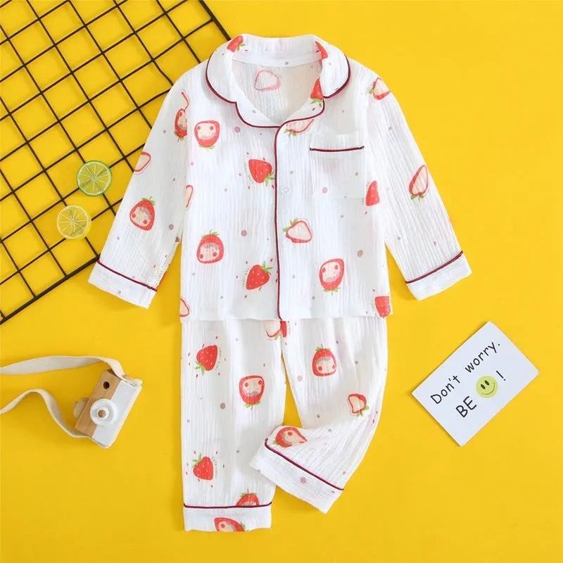 Children's double-layer cotton gauze home clothes set