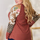 Hailey & Co Full Size Leopard Waffle-Knit Blouse
