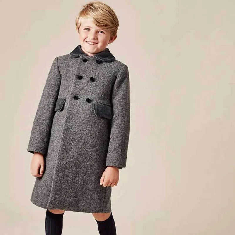 Boys' double-breasted wool down jacket